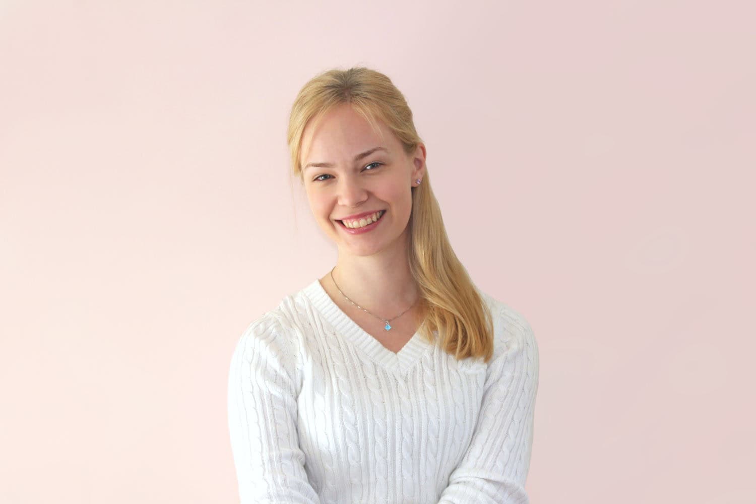 Woman in a white sweater