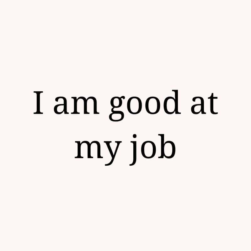 I am good at my job